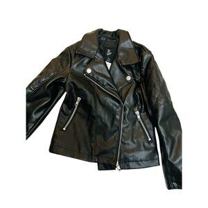 Art Class Black Jacket Girls Size XS Faux Leather Pleather Biker Moto NWT